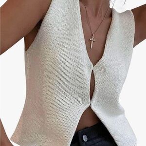 Elegant White Knit Sleeveless Top